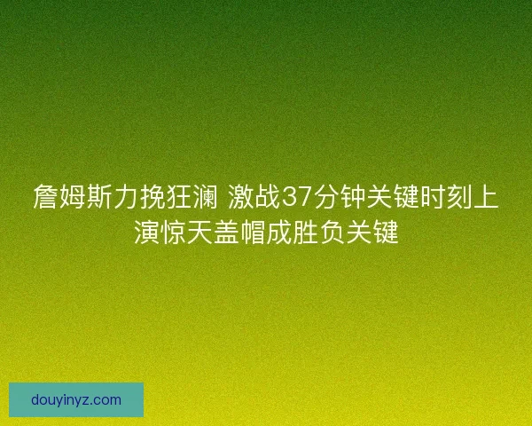 詹姆斯力挽狂澜 激战37分钟关键时刻上演惊天盖帽成胜负关键
