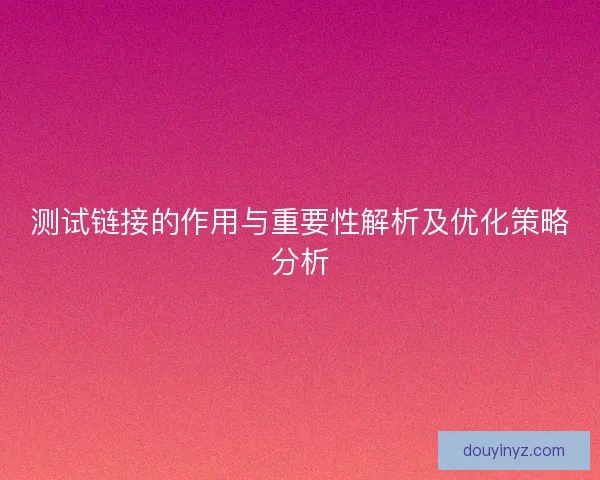 测试链接的作用与重要性解析及优化策略分析