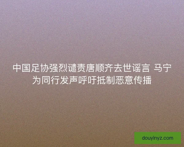 中国足协强烈谴责唐顺齐去世谣言 马宁为同行发声呼吁抵制恶意传播