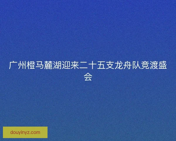 广州橙马麓湖迎来二十五支龙舟队竞渡盛会