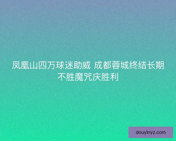 凤凰山四万球迷助威 成都蓉城终结长期不胜魔咒庆胜利