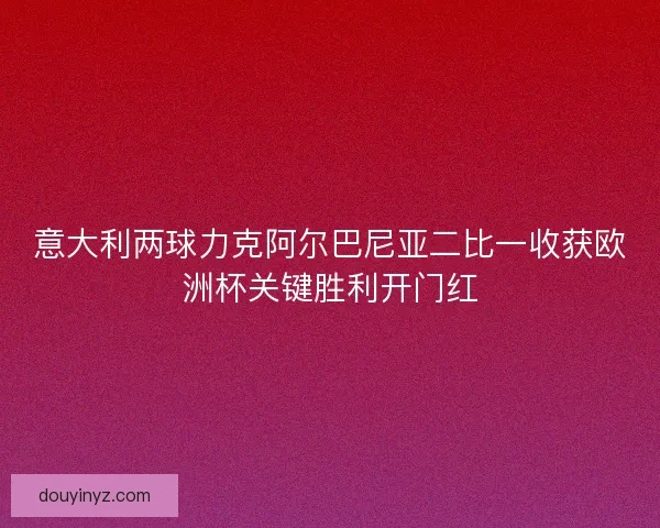 意大利两球力克阿尔巴尼亚二比一收获欧洲杯关键胜利开门红